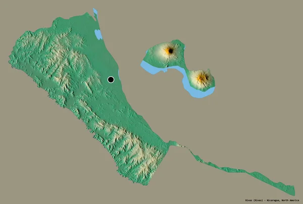 Shape Rivas Department Nicaragua Its Capital Isolated Solid Color Background — Stock Photo, Image