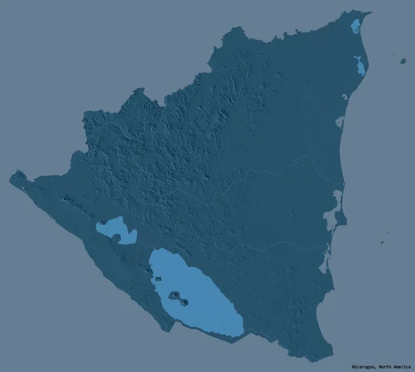 Forma Nicaragua Con Capital Aislado Sobre Fondo Color Sólido Mapa — Foto de Stock