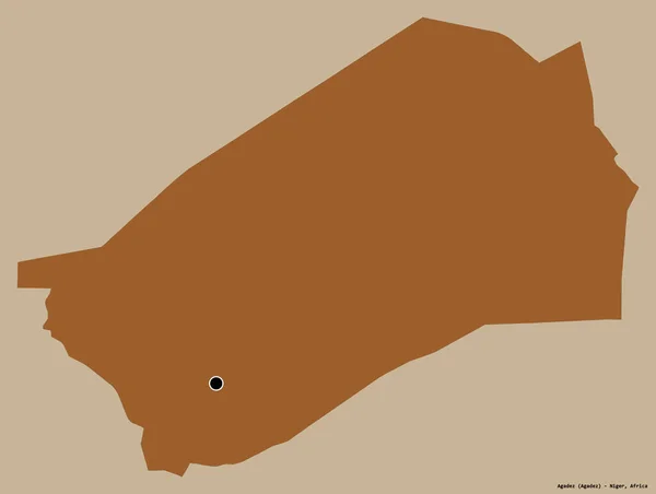 Form Agadez Departementet Niger Med Sin Huvudstad Isolerad Solid Färg — Stockfoto