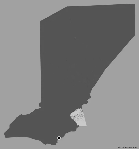 Form Diffa Afdeling Niger Med Sin Kapital Isoleret Solid Farve - Stock-foto