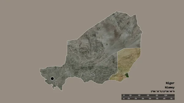 수도인 니제르의 형태는 구분과 지역이었다 라벨이요 렌더링 — 스톡 사진