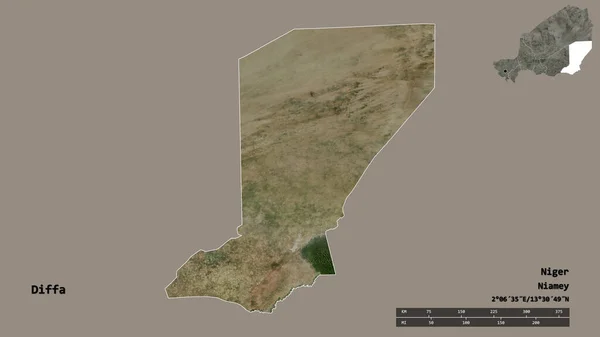 Form Diffa Departementet Niger Med Dess Huvudstad Isolerad Solid Bakgrund — Stockfoto
