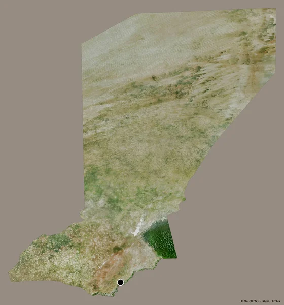 Form Diffa Departementet Niger Med Sin Huvudstad Isolerad Solid Färg — Stockfoto