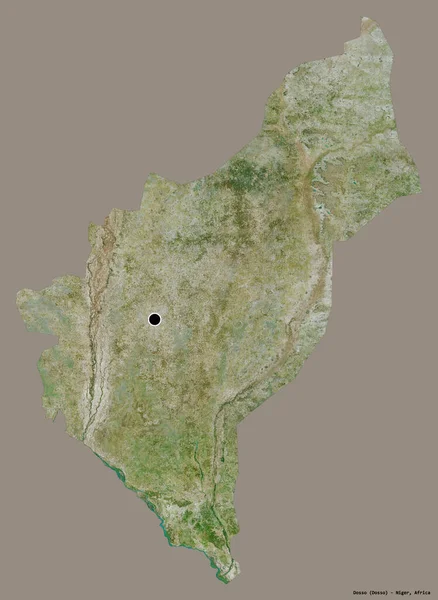 多索形状 尼日尔省 其首都隔离在一个坚实的色彩背景 卫星图像 3D渲染 — 图库照片