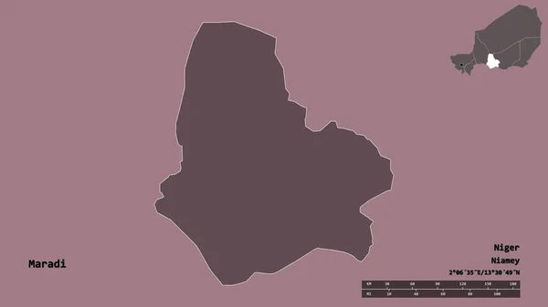 Nijer Departmanı Maradi Nin Şekli Sermayesi Sağlam Arka Planda Izole — Stok fotoğraf