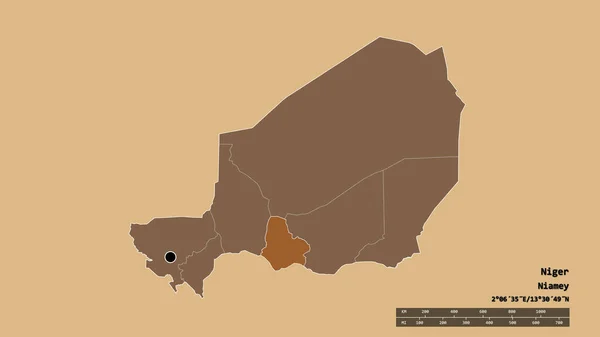 Afgebroken Vorm Van Niger Met Haar Hoofdstad Belangrijkste Regionale Divisie — Stockfoto