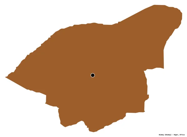 尼日尔首都尼亚美的形状 首都为白色背景 与世隔绝 图形纹理的组成 3D渲染 — 图库照片