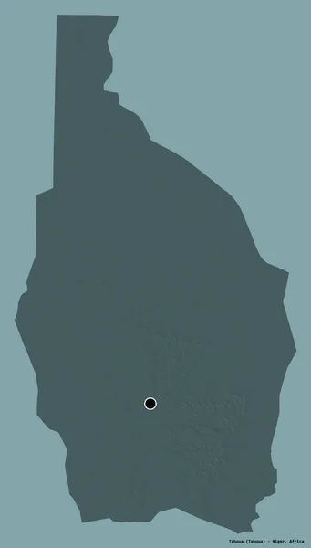 尼日尔省塔瓦的形状 其首都以纯色背景隔离 彩色高程图 3D渲染 — 图库照片