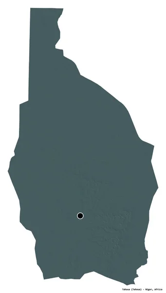 尼日尔塔瓦省的形状 其首都被白色背景隔离 彩色高程图 3D渲染 — 图库照片