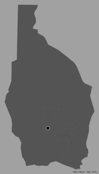 尼日尔省塔瓦的形状 其首都以纯色背景隔离 Bilevel高程图 3D渲染 — 图库照片