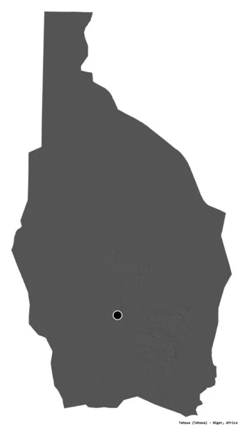 Форма Тахуа Департамент Нигера Столицей Изолированной Белом Фоне Карта Рельефа — стоковое фото