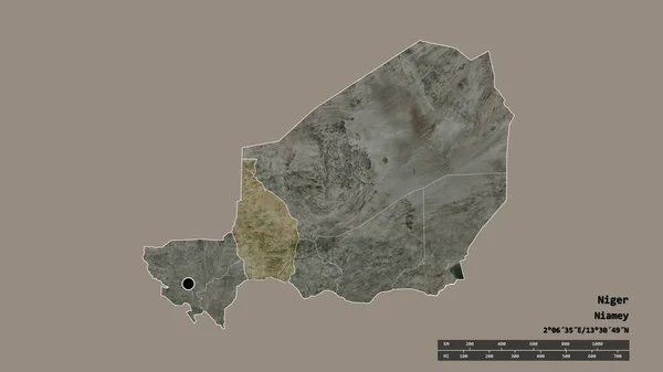 ニジェールの首都 主な地域部門と分離したTahoua地域での荒廃した形 ラベル 衛星画像 3Dレンダリング — ストック写真