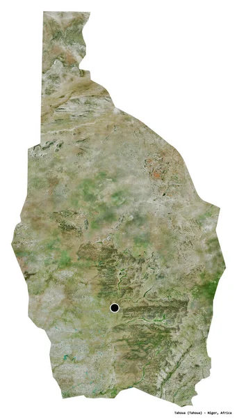 Kształt Tahoua Departament Nigru Stolicą Odizolowaną Białym Tle Zdjęcia Satelitarne — Zdjęcie stockowe