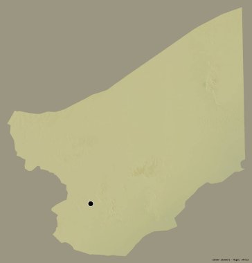 Zinder 'in şekli, Nijer Bölümü, sermayesi katı renk arka planında izole edilmiş. Topografik yardım haritası. 3B görüntüleme