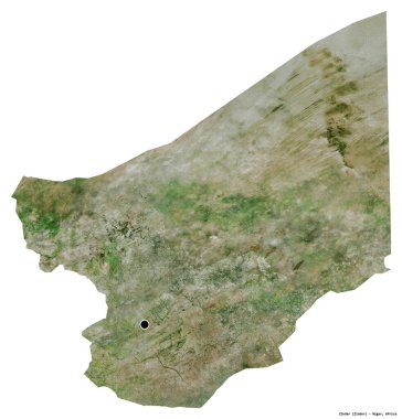 Zinder 'in şekli, Nijer Bölümü, başkenti beyaz arka planda izole edilmiş. Uydu görüntüleri. 3B görüntüleme