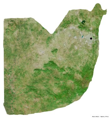 Nijerya 'nın federal başkenti Abuja' nın şekli, başkenti beyaz arka planda izole edilmiştir. Uydu görüntüleri. 3B görüntüleme