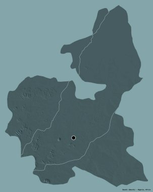 Bauchi 'nin şekli, Nijerya eyaleti, başkenti katı renk arka planında izole edilmiş. Renkli yükseklik haritası. 3B görüntüleme