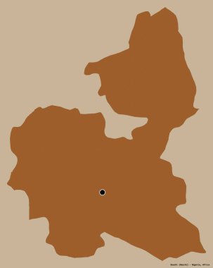 Bauchi 'nin şekli, Nijerya eyaleti, başkenti katı renk arka planında izole edilmiş. Desenli dokuların bileşimi. 3B görüntüleme