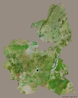 Bauchi 'nin şekli, Nijerya eyaleti, başkenti katı renk arka planında izole edilmiş. Uydu görüntüleri. 3B görüntüleme