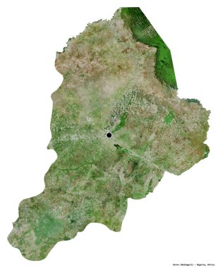 Borno 'nun şekli, Nijerya eyaleti, başkenti beyaz arka planda izole edilmiş. Uydu görüntüleri. 3B görüntüleme