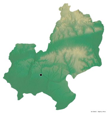 Beyaz arka planda sermayesi izole edilmiş Nijerya devleti Edo 'nun şekli. Topografik yardım haritası. 3B görüntüleme