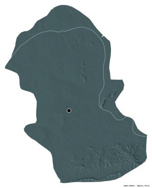 Gombe 'nin şekli, Nijerya eyaleti, başkenti beyaz arka planda izole edilmiş. Renkli yükseklik haritası. 3B görüntüleme