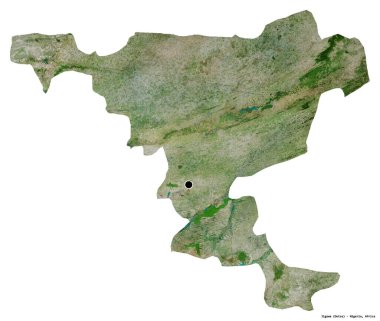 Jigawa, Nijerya eyaleti, başkenti beyaz arka planda izole edilmiş. Uydu görüntüleri. 3B görüntüleme