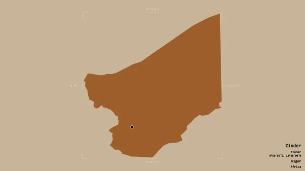 Zinder Területe Niger Megye Szilárd Háttérrel Elszigetelve Egy Georeferált Határoló — Stock Fotó