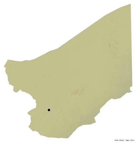 Shape Zinder Department Niger Its Capital Isolated White Background Topographic — Stock Photo, Image