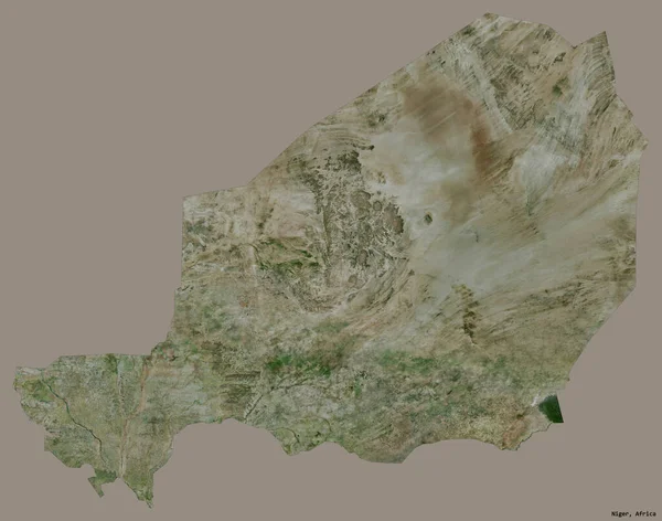 Form Niger Med Sin Huvudstad Isolerad Solid Färg Bakgrund Satellitbilder — Stockfoto