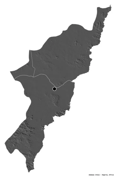 Форма Адамавы Штат Нигерия Столицей Изолированной Белом Фоне Карта Рельефа — стоковое фото