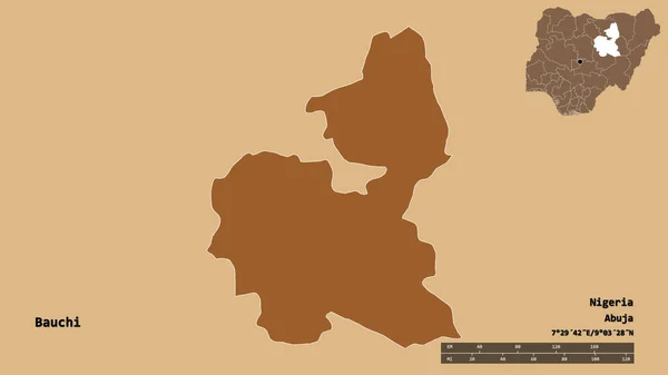 Форма Бауті Штат Нігерія Столицею Ізольованою Твердому Тлі Масштаб Відстаней — стокове фото