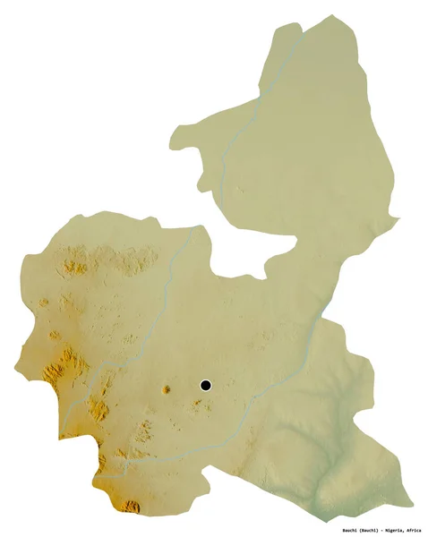 Форма Бауті Штат Нігерія Столицею Ізольованою Білому Тлі Карта Рельєфу — стокове фото