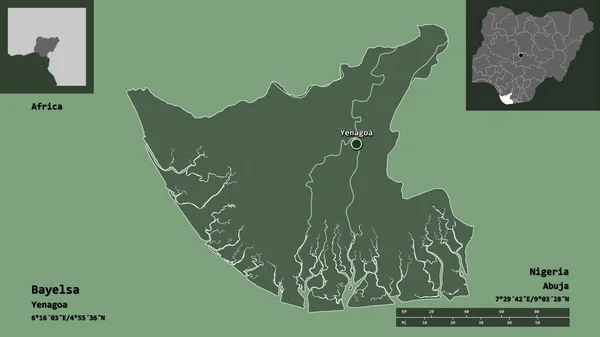 Σχήμα Bayelsa Πολιτεία Της Νιγηρίας Και Την Πρωτεύουσά Της Κλίμακα — Φωτογραφία Αρχείου