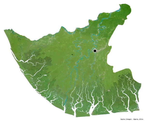 Forma Bayelsa Estado Nigeria Con Capital Aislada Sobre Fondo Blanco —  Fotos de Stock