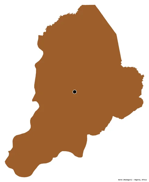 ナイジェリアのボルノ州の形で その首都は白い背景に孤立しています パターン化されたテクスチャの構成 3Dレンダリング — ストック写真