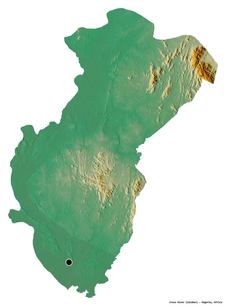 Kształt Cross River Stan Nigeria Stolicą Odizolowaną Białym Tle Mapa — Zdjęcie stockowe