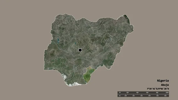 Nigéria Kiszáradt Alakja Fővárosával Regionális Körzetével Szétválasztott Cross River Területtel — Stock Fotó