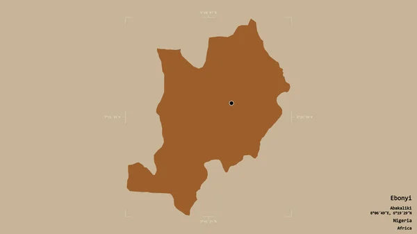 Oblast Ebonyi Stát Nigérie Izolovaná Pevném Pozadí Georeferencované Hraniční Oblasti — Stock fotografie