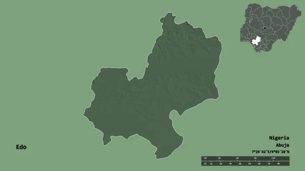 Form Edo Delstaten Nigeria Med Dess Huvudstad Isolerad Solid Bakgrund — Stockfoto