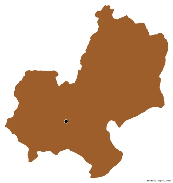 尼日利亚埃多州的形状 其首都被白色背景隔离 图形纹理的组成 3D渲染 — 图库照片