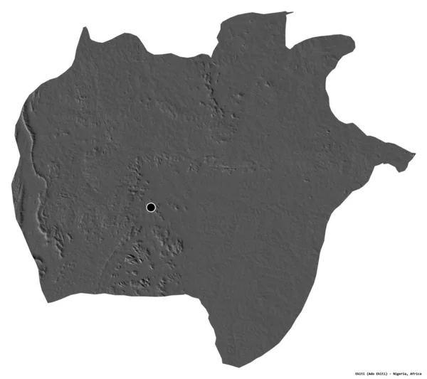 Tvar Ekiti Stát Nigérie Hlavním Městem Izolovaným Bílém Pozadí Mapa — Stock fotografie