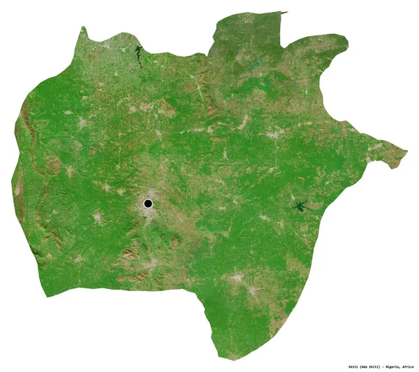 Form Ekiti Delstaten Nigeria Med Dess Huvudstad Isolerad Vit Bakgrund — Stockfoto