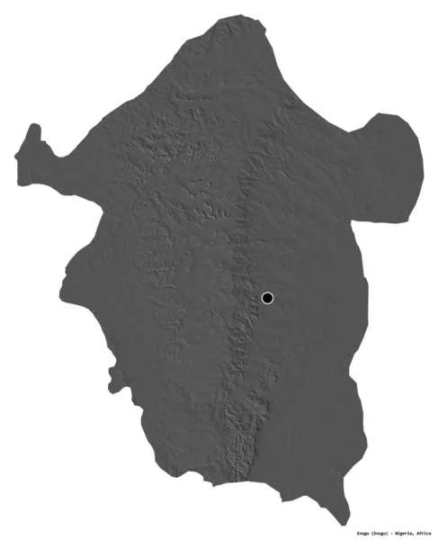 Tvar Enugu Stát Nigérie Hlavním Městem Izolovaným Bílém Pozadí Mapa — Stock fotografie