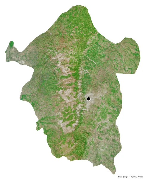 尼日利亚埃努古的形状 其首都被白色背景隔离 卫星图像 3D渲染 — 图库照片