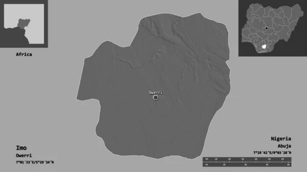 Форма Имо Штат Нигерия Столица Шкала Расстояний Предварительные Просмотры Метки — стоковое фото