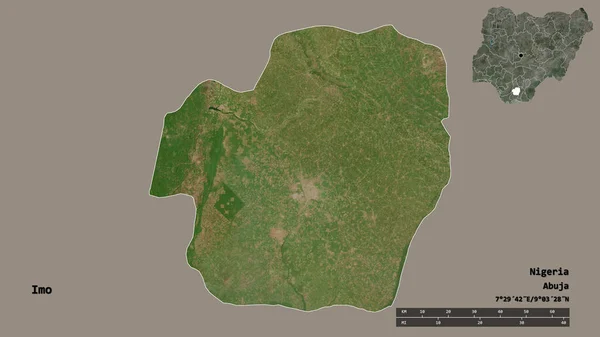 Форма Имо Штат Нигерия Столицей Изолированной Прочном Фоне Дистанционный Масштаб — стоковое фото