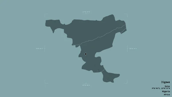 Район Джигава Штат Нигерия Изолирован Твёрдом Фоне Геометрической Коробке Метки — стоковое фото