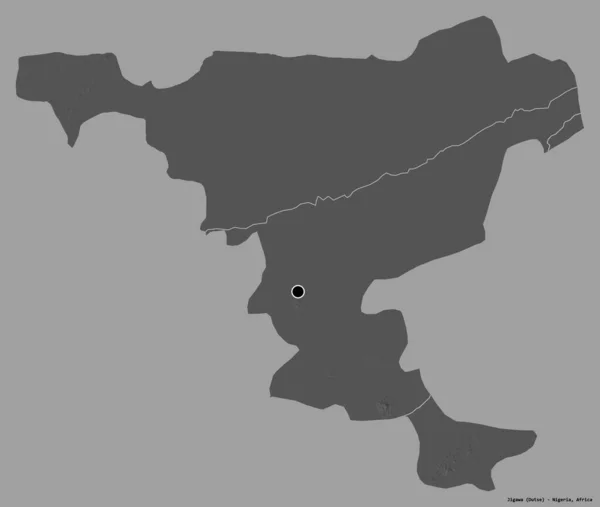 Tvar Jigawa Stát Nigérie Jeho Hlavním Městem Izolované Pevném Barevném — Stock fotografie