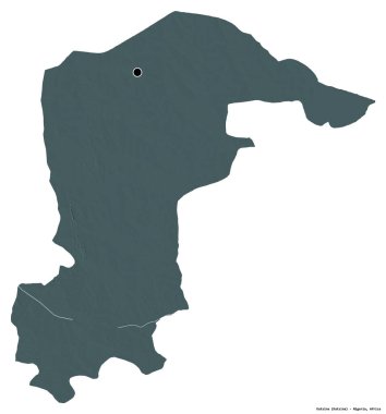 Katsina 'nın şekli, Nijerya eyaleti, başkenti beyaz arka planda izole edilmiş. Renkli yükseklik haritası. 3B görüntüleme